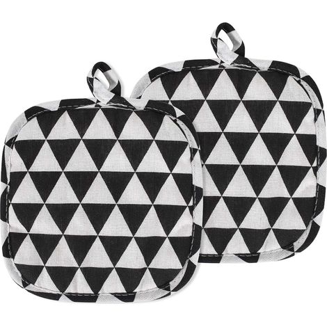 quadratische, rutschfeste Topflappen aus Stoff, 18 x 18 cm, mit Aufhängelöchern, schwarz (1/5)