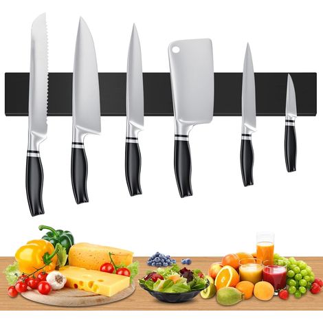 Barre Magnétique pour Couteaux,Barre à Couteaux Aimantée,40 cm,Porte Couteau Magnetique,3 Rubans Adhésifs 3M,pour Support Ustensiles de Cuisine et Outils