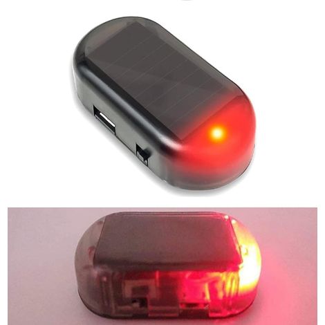 Luce di allarme per auto, allarme solare per auto, nuova luce LED di allarme per auto, luci di allarme simulate, sistema di allarme di sicurezza solare falso, lampada lampeggiante antifurto (rossa)