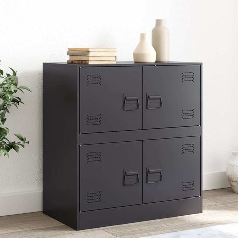vidaXL Buffet noir 67x39x73 cm acier (1/5)