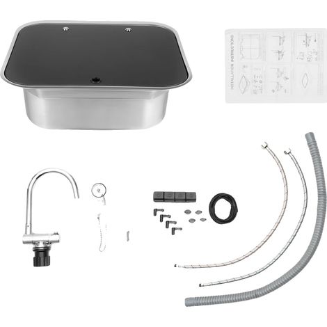 Évier RV, Design Gain de Place, Construction Durable, Argent (1/2)