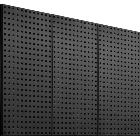 Panneau perforé en acier, 60x30 cm, lot de 3, organisateur mural robuste pour garage, atelier, cuisine ou bureau, noir. (1/5)