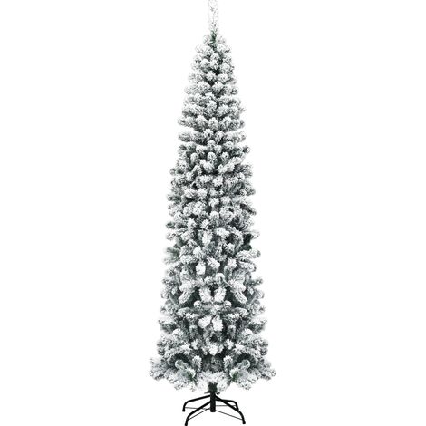 Albero di Natale 135cm non illuminato abete innevato con base pieghevole in metallo (1/4)