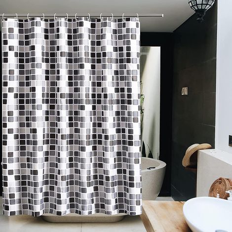 Rideau de douche lavable en machine en polyester antibactérien (1/5)