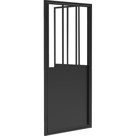 Paroi de douche avec porte pivotante noir mat style industriel - 80 x 195 cm - URBANIK