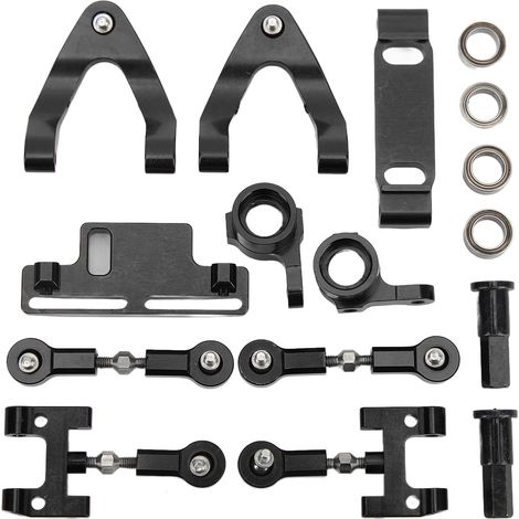 Bras de Suspension en Aluminium RC, Adaptateur Hex et Joint de Direction pour WPL D12, Accessoires Métalliques Noirs (1/5)