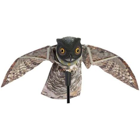 Faux Leurres de Hibou, pour Effrayer Les Oiseaux des Jardins et des Patios, Hibou Prowler avec épouvantail de Jardin à Ailes Mobiles, Leurre Prédateur, Vermine (1/5)