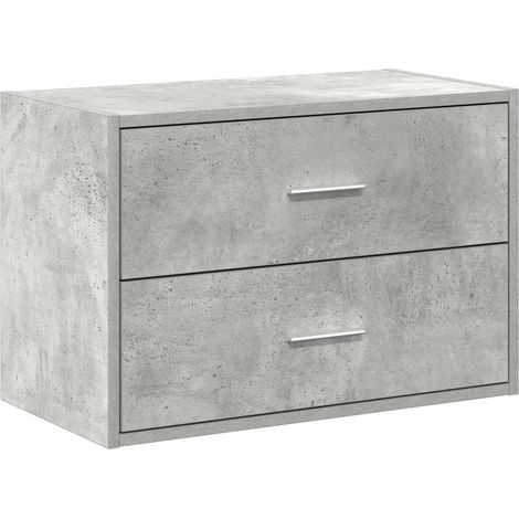 Mobile contenitore impilabile moderno con 2 cassetti per soggiorno 60 x 31 x 40 cm legno composito grigio cemento 020051194