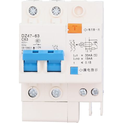 Disjoncteur/sectionneur 220 V 2P63 avec protection contre les fuites de courant, montage sur rail DIN 35 mm (1/5)