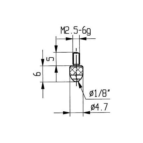 Palpeur  Longueur 6 mm bille M2,5 acier (1/2)