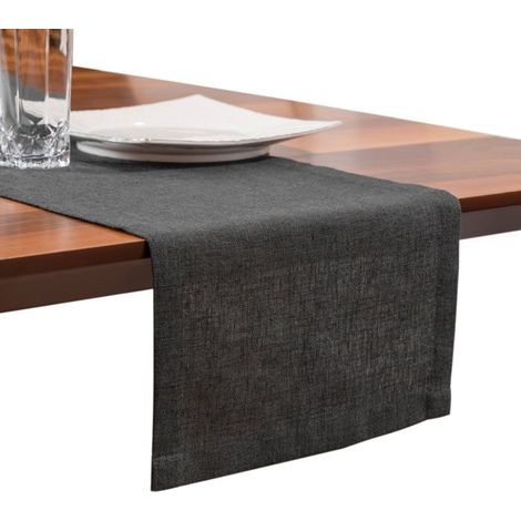 Chemin de table toile de jute, 40x160 cm, Etanche, Style moderne, Design classique, Convient pour maisons, salle à manger, Gris (1/5)