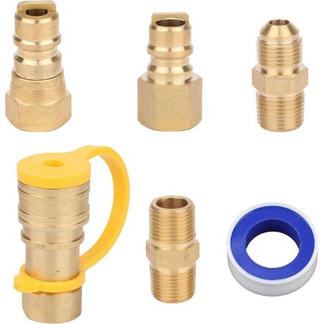 Kit de raccords rapides pour gaz naturel 3/8 pouce, ensemble de connecteurs métalliques durables pour tuyau de propane assurant une étanchéité fiable. (1/5)