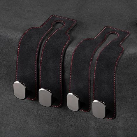 Ganci per seggiolino auto, doppi ganci per riporre oggetti sul retro del seggiolino auto, ganci per poggiatesta auto, ganci per borse da auto e borse a tracolla (2 pezzi, neri) (1/5)