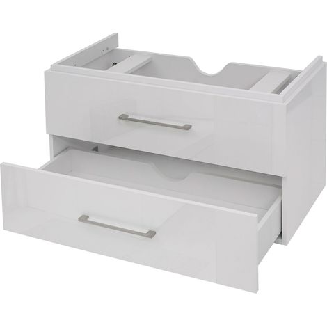 Premium Meuble sous-lavabo HWC-D16, meuble sous-lavabo Meuble de salle de bain, brillant 90cm blanc (1/5)