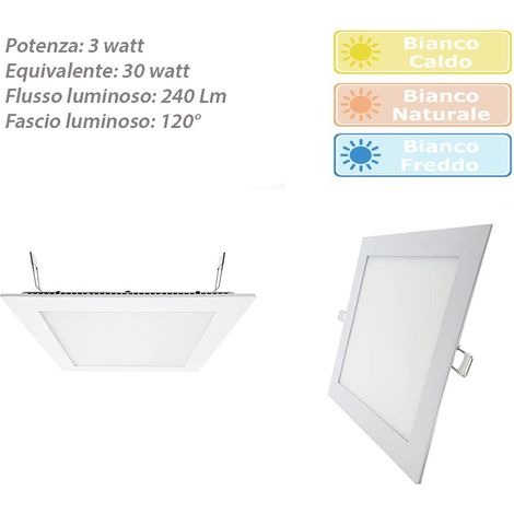 Pannello led incasso quadrato slim 3 watt plafoniera luce calda 3000k faretto illuminazione di interni driver incluso (1/4)