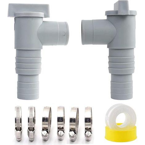 2 Pack Swimming Pool Shut-off Valve with 32mm Hose Connector, Pool Hose Adapter, Pool Maintenance Accessories with 6 Hose Clamps (1/5)