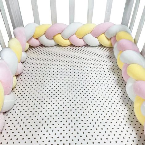 Protège-périmètre de lit bébé en coton tissé main, bande rembourrée anti-chocs, guirlande de nœuds extensible (1m, 1,5m, 2m) (1/5)