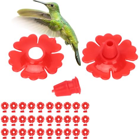 30 Sets/zu verkaufen: Zubehör für Kolibri-Futterhäuschen, Blumen, Kolibri-Wasserspender mit austauschbaren, mehrfarbigen Blütenblättern, rot. (1/5)