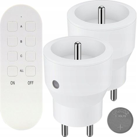 Prises électriques sans fil RS-9 - Blanc - 2 prises - Télécommande - Portée de 40 m - Installation facile (1/3)