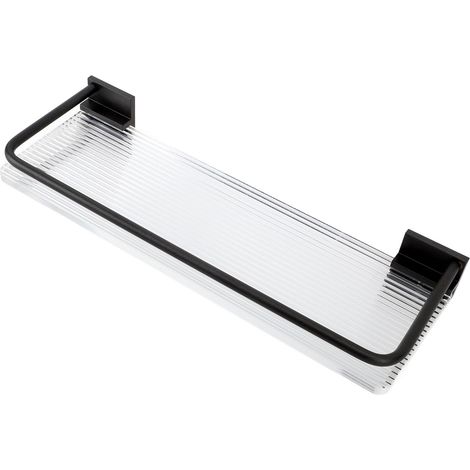 Étagère murale de salle de bain 30 cm, porte-serviettes en aluminium et acrylique, noir