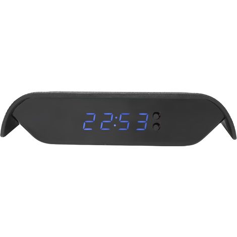 Horloge de voiture lumineuse à énergie solaire, montre électronique de haute précision, horloge électronique pour voiture, sans câblage requis, démarrage automatique, bleue. (1/5)