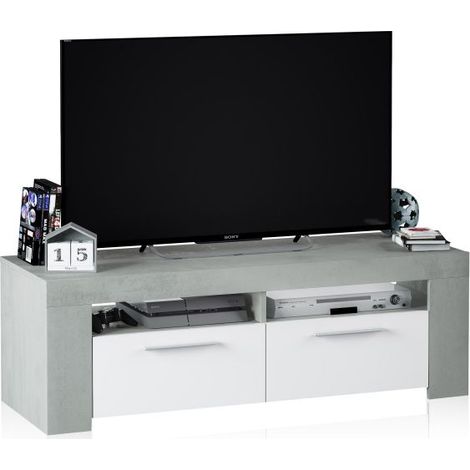 Mueble TV Color Blanco y Cemento Estilo Industrial 120x40x42 cm (1/10)