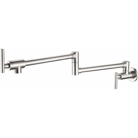 Robinet de Cuisine remplisseur de Pot Brass Pot Filler Tap Wall Mounted Kitchen Sink Faucet Black Single Cold Taps Single Hole Faucets 360 Rotate Folding Spout Spigot (Color : 2, Size : Q) (1/5)