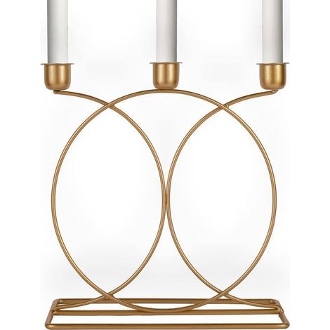 Bougeoir conique doré, bougeoirs à 3 bras en or de qualité supérieure avec un design élégant (petit bougeoir doré à 3 bras) (1/5)