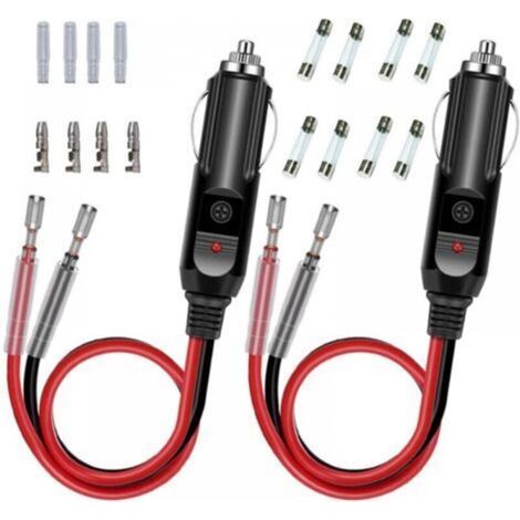 12V/24V Car Cigarette Lighter Plug Cable, Bullet Terminal Wire, Cigarette Lighter Air Pump Extension Wire, 15cm (1/4)