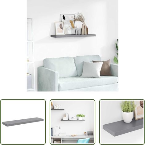 Étagère décorative - Étagère murale flottante gris 90x23,5x3,8 cm MDF (1/5)