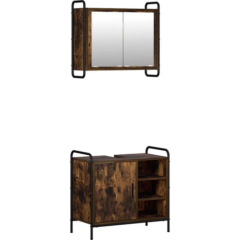 Badezimmerschrank-Set 2 stk. Räuchereiche 65,5 x 34 x 61 cm vidaXL (1/5)