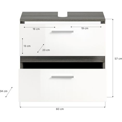Badezimmermöbel-Set WILLIAM – Dunkelgrau und Weiß – 110x191x34 cm (1/3)