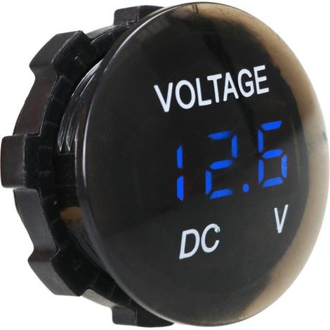 Voltmètre imperméable,Mini testeur de tension à affichage numérique DC 12V-24V Testeur à LED pour Voiture Moto Auto Truck Campervan (Bleu) (1/3)