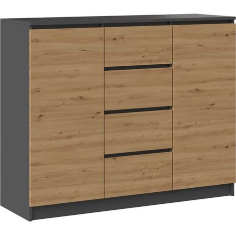 PARME 120 - Cómoda 2 puertas + 4 cajones estilo moderno - Dimensiones 97x120x40 cm - Mueble contenedor (1/4)