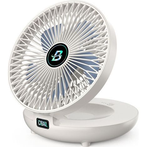 Ventilateur portable rechargeable, USB, montage mural, double usage, pale de 6 pouces, ABS, 3 vitesses de vent, 9 x 19 x 22 cm