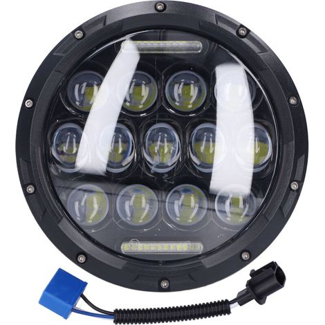 Jeffergarden 7in 12V LED Moto Phare 6000K 3000LM Phare tanche Universal Fit pour Jeep Wrangler (1/5)
