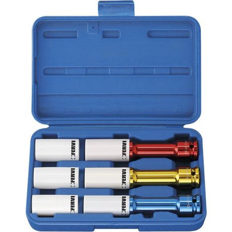 Jeu de cles a douille a choc 1/2" longue 17 - 21 mm