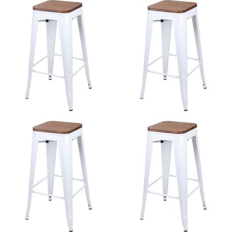Lot de 4 tabourets de bar 42,5x42,5x77 cm naturel et blanc - GALTON