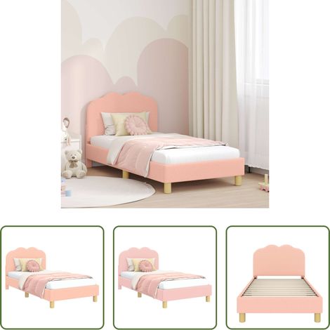 Kinderbett -  Kinderbettgestell mit Kopfteil Rosa 80 x 160 cm Schafstoff (1/5)