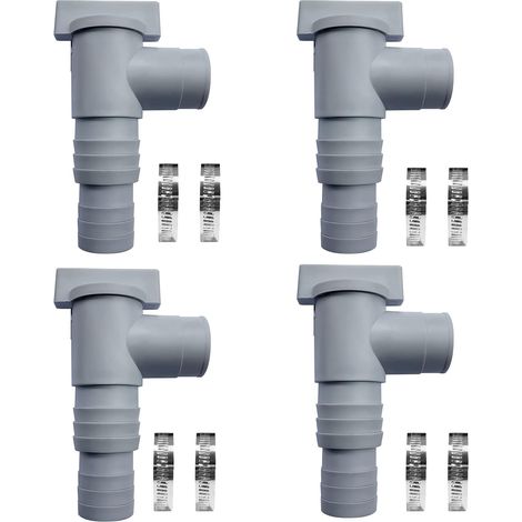 Válvula de mantenimiento/cierre de piscina con conexión para manguera de 32 mm, válvula de cierre con 2 abrazaderas para manguera, pistón de válvula de manguera doble, accesorios para piscina (paquete (1/4)