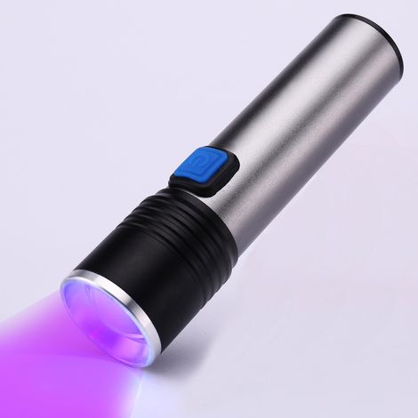 Wiederaufladbare Mini-USB-UV-Lampen 395 nm, einstellbarer Zoom und Helligkeit, 3 Lichtmodi – für Tierurinerkennung, Skorpionjagd, Fälschungserkennung, UV-Kleberhärtung usw.