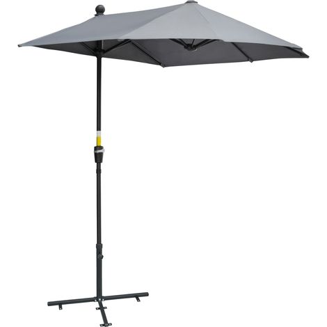 2 X 2 M Sonnenschirm Halbrundschirm Balkonschirm Mit Halterung Wasserdicht Für Garten Terrassen Höfe 100% Polyester Dunkelgrau