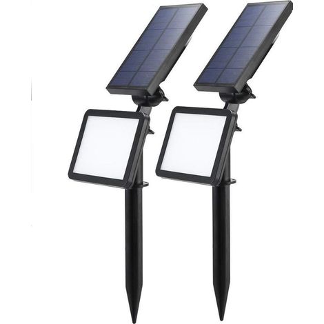 Projecteur solaire LED, lampe de jardin solaire extérieure sans fil à 48 LED, veilleuse idéale pour Noël, jardin, escaliers extérieurs, cour, clôture, terrasse (1/5)