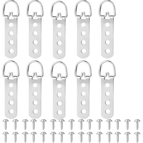 10PCS Cintres Pour Tableaux Lourds avec Vis et Anneaux en D Accroche Tableau et Accroche Cadre Solide pour Cadres Photo et Œuvres d'Art, Sécurisée et Attache Cadre Durable (1/5)