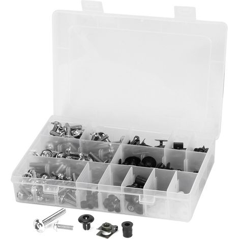 Kit de 223 vis et écrous pour carénage de moto, visserie de pare-brise et accessoires de carrosserie, couleur argent. (1/5)