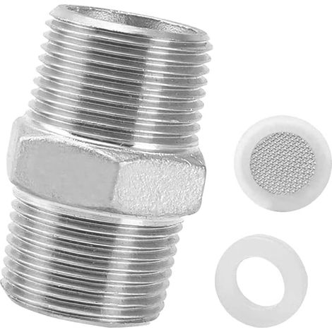 Rallonge de connecteur de tuyau de douche avec rondelles de tuyau et tuyau universel à bulles pour attacher 2 douches ensemble (1/5)