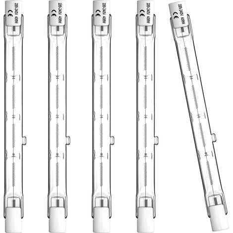 R7s Ampoule Halogène 118mm 400W,230V Dimmable Halogène,J118 Ampoule Halogène Crayon pour léclairage de paysage,sécurité,lampadaire,Lot de 5 (1/5)