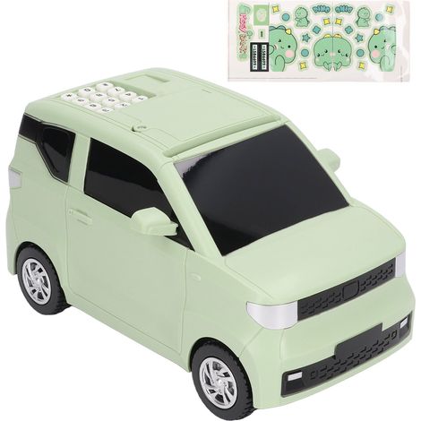 Coffre-fort électronique voiture miniature verte, banque à pièces à déverrouillage automatique par empreinte digitale, tirelire roulante pour enfants cadeau (1/5)