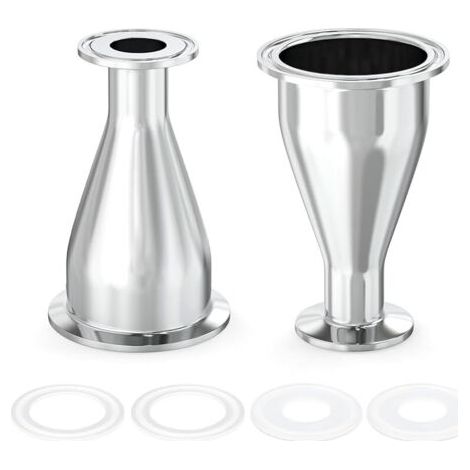 2 pièces Raccord sanitaire Réducteur Raccord en acier inoxydable 304 Tri Clamp Ferrule Style 2" Tube OD à 1" Tube OD (51 mm x 25 mm) (1/5)