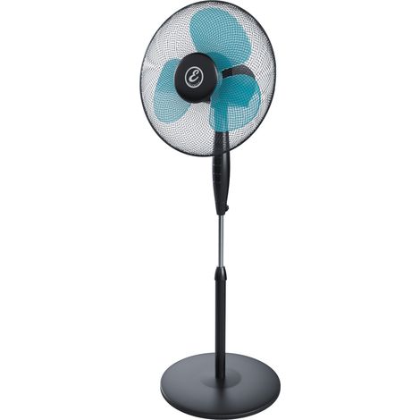 Ventilatore A Piantana Potente Da 50W Per Pavimento Pale Da 40 Cm Silenzioso 3 Velocità Oscillante Altezza e Inclinazione Regolabili Griglia Di Protezione Colore Nero e Azzurro